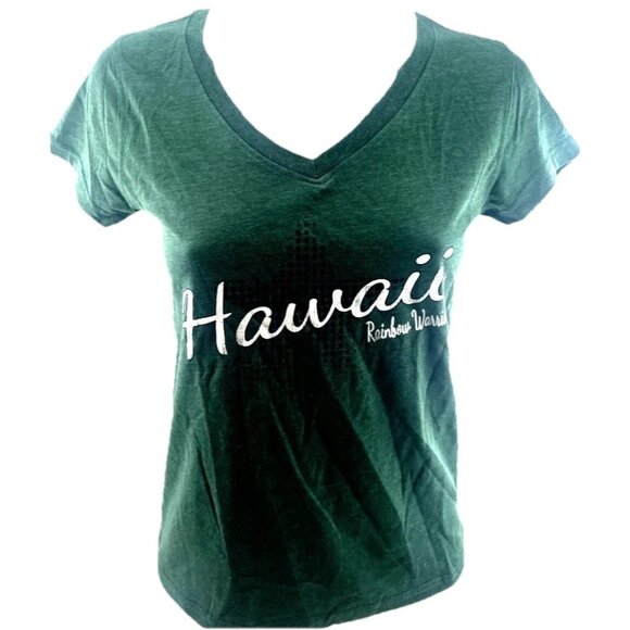 NEW Hawaii Rainbow Warriors Colosseum Athletics V-Neck Green Shirt Womens M - Picture 1 of 4